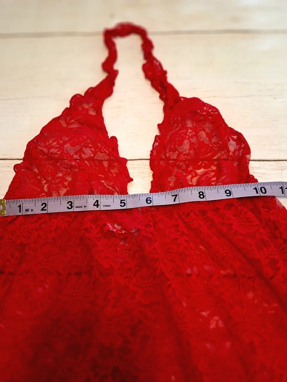 La Senza Red Lace Sheer Halter Neck Babydoll Lingerie Size Small - Picture 6 of 8